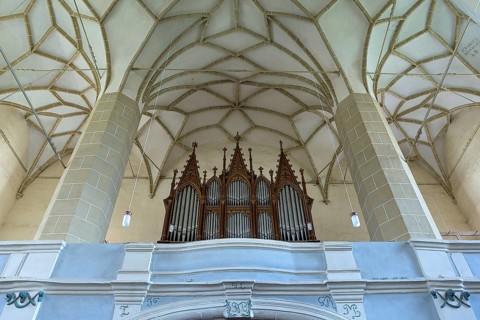 Organ from 1833 in the three-nave hall church, Birthälmer fortified church, 15th century, Biertan,