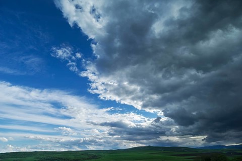 Rain clouds in the southern Carpathian Arc, Transylvania, Romania