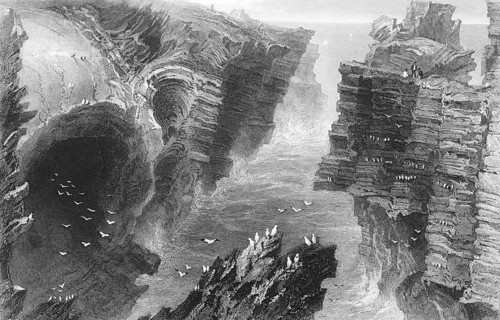 Surf niches on the Atlantic coast, Ireland, Atlantic coast, storm, wild water, high waves, rock