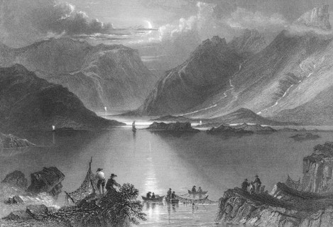The coast of County Conamara, Atlantic bay, evening light, profession fisherman, fetching nets,