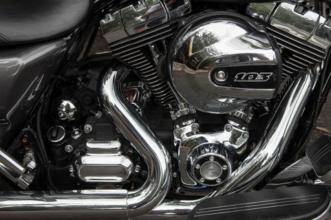 Harley-Davidson with twin cam 103 engine, detailed view