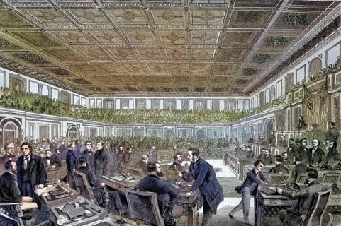 The House of Representatives in Washington, America, Johnson's impeachment trial in the United