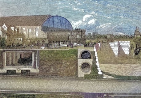 The dam in the Thames, London, England, and the underground with gas pipeline, water pipe,