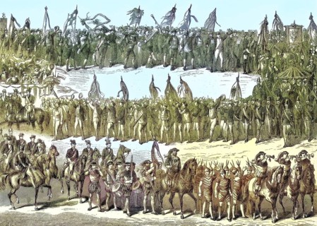 Shooting festival, a traditional festival or a mass with target shooting, here the defilee of the
