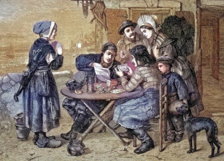 The family bought a lottery ticket and compared it with the winning list. Gambling in the 19th