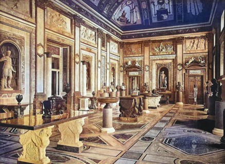 Historisches Foto (ca 1880) der Villa Borghese Pinciana innen, Museum, Skulpturen, Rom, Italien /