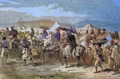 Abyssinian expedition of 1868, march of European British troops, prisoners from headquarters on the