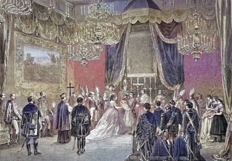 Baptism of the newborn Archduchess of Austria in the village of Ofen, Austria, Marie Therese of