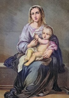 Illustration of a painting by Bartolome Esteban Murillo, Madonna and the Child/illustration of a
