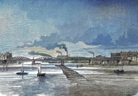 Brücke über der Weser bei Bremen, Germany/bridge crossing river Weser near Bremen, Germany,