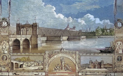 The new bridge across the Rhine around 1890, between Mannheim and Ludwigshafen, Germany/the new