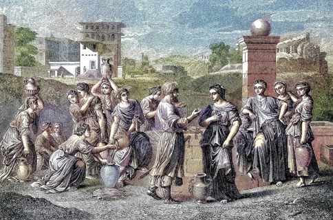Elieser, son of Moses and Rebecca, biblical illustration, Rebecca and Elieser/Elieser, son of Mose