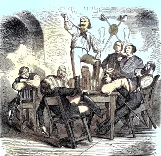 Studenten in ein Studentenbar/Students in a student bar, historical, digitally restored