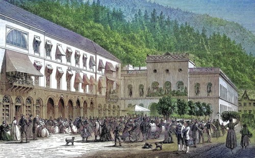 The spa town of Wildbad with the bathhouse and the spa hotel/the spa of Wildbad with the bath house