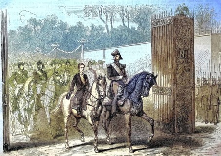 Emperor Napoleon and his son at the Revue in Paris on August 14, 1868, France/Emperor Napoleon and