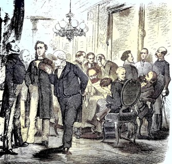 Politicians in the casino, men/Politicians in the casino, men, historical, digitally restored