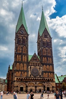 Gothic cathedral with two towers under cloudy sky, The Cathedral of Bremen
