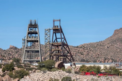 Superior, Arizona - Headframes on the site of Resolution Copper's proposed underground copper mine.