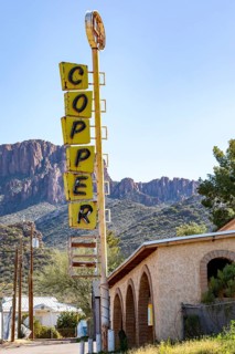 Superior, Arizona - A 'copper' sign in front of an old store. Resolution Copper wants to open an