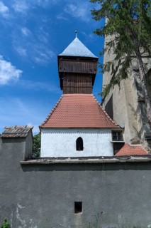 Bell tower at the abandoned Lutheran fortified church, 16th century, Tobsdorf, Romanian Dupus,