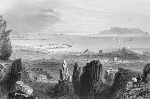 View of the historic port of Dún Laoghaire Harbour, Dublin, Ireland, view from above, Irish Sea,
