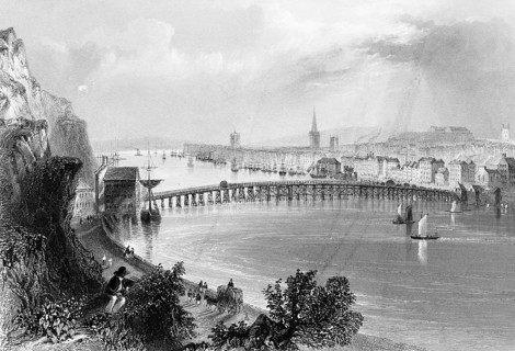 View of the town of Waterford on the Suir River, County Waterford, Ireland, cityscape,