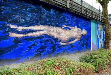 Graffiti applied as part of the MEMUR Urban Art Festival in Oldenburg, Lower Saxony, Germany