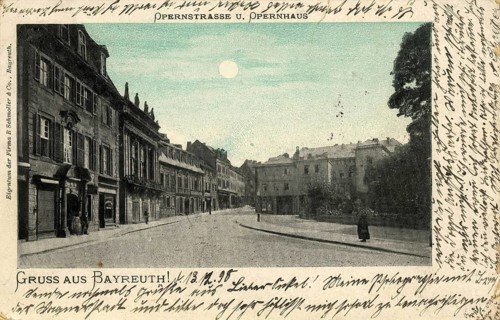 Historical postcard around 1899, Bayreuth, Opernstraße and Opera House, Upper Franconia, Bavaria,