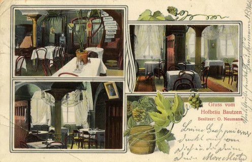 Historical postcard around 1900, Bautzen, Hofbräu, Saxony, Germany, digital reproduction of a