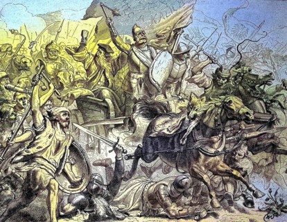 Historical depiction of the Battle of Mount Witkow, Ciskaberg, 1420, Hussite Wars, also known as