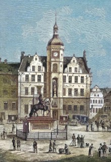 Historical illustration of the old town hall of Düsseldorf, Germany/Historical illustration of the