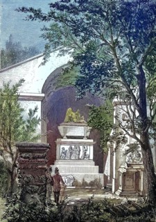 Historical illustration of Joachim Winckelmann's tomb, Trieste, Italy. Johann Joachim Winckelmann,