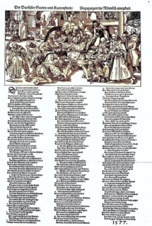 Historical illustration, a facsimile of a sheet by Johann Fischart: The Barefüsser Secten und