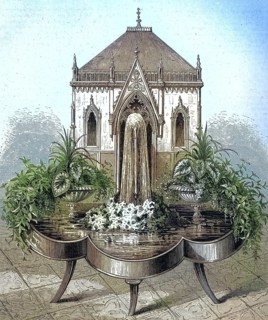 A fountain for the interior of a room, historical illustration/A fountain to be used inside of a