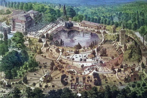 Historical illustration of Frankfurt Zoological Garden, Frankfurt Zoo, Germany/Historical