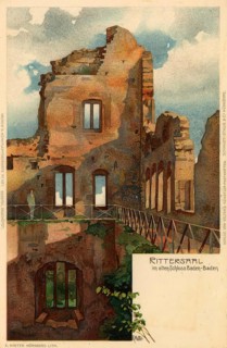 Historical postcard around 1910, Baden-Baden, castle, spa town in the Black Forest,