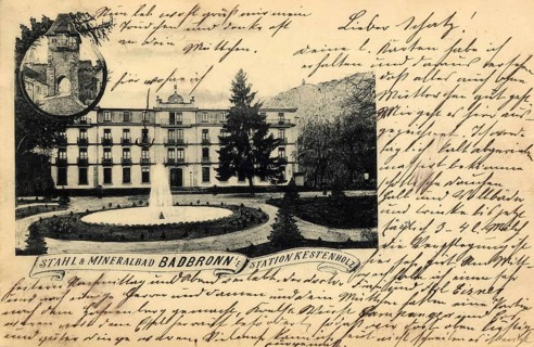 Historical postcard around 1910, Bad Bronn i.E, Badbronn, Alsace, German name for the health resort