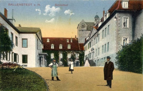 Historical postcard around 1900, Ballenstedt im Harz, castle, Harz district in Saxony-Anhalt,