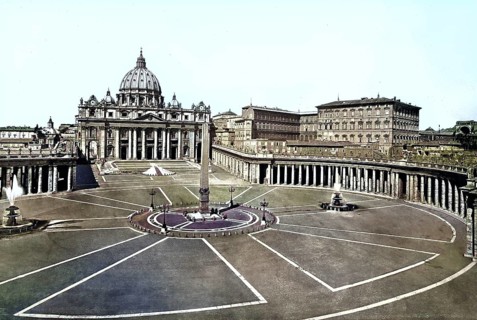 Historisches Foto (ca 1880) von Rom, Panorama von Rom und der Kuppel des Petersdoms, Italien /