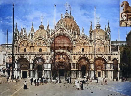 Historisches Foto (ca 1880) von Die west front der Markusbasilika, Markusplatz, Venedig, Italien /