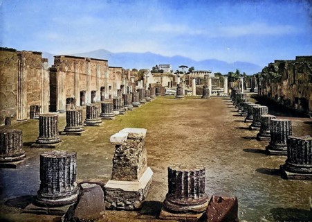 Historic photo (ca 1880) der Ruinen von Pompeii, die Basilika, Italien / Historic photo of Ruins of
