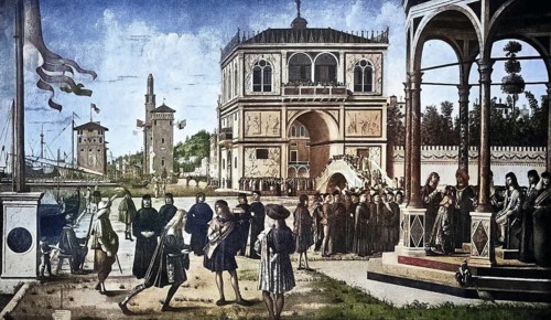 Historisches Foto (ca 1880) von König Agrippinus, Gemälde von Vittore Carpaccio, Venedig, Venezia,