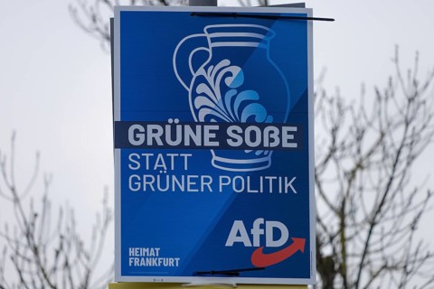 An Alternative for Germany (AfD) election poster with the slogan Green sauce instead of green