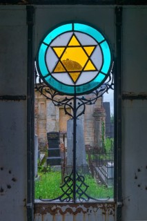 Colored window in a grave of the first Jewish mayor Dr. Eduard Reiss in Czernowicz, 1850-1907,