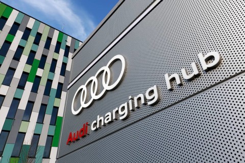Audi charging station for electric cars on EUREF Campus Düsseldorf, European Energy Forum for