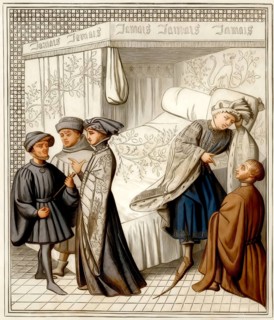 Canopy bed, 14th century