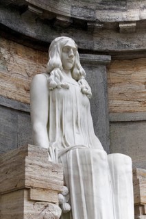 Seated marble female figure by sculptor Karl Janssen, burial place of the Henkel family of