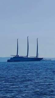 Large modern sailing ship Sailing yacht a, largest sailing yacht in the world, with three masts on
