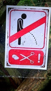 Funny prohibition sign with pictograms under wet conditions, Czech Republic