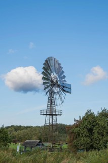 Windmill at Windschöpfwerk Lobbe, Technical Monument, Lobbe, Mönchgut Peninsula, Rügen, Island,